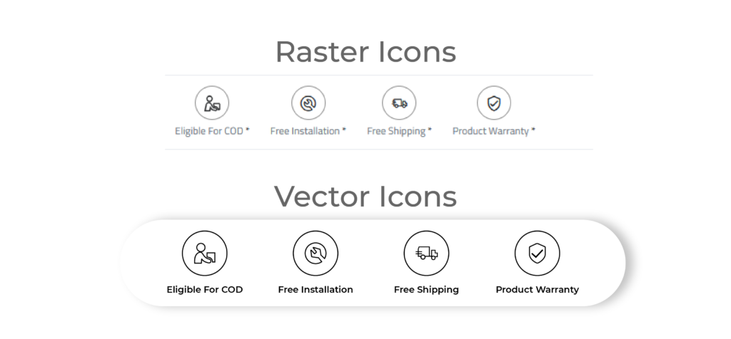 Comparison between raster and vector design techniques, showing the distinction in image quality and scalability.
