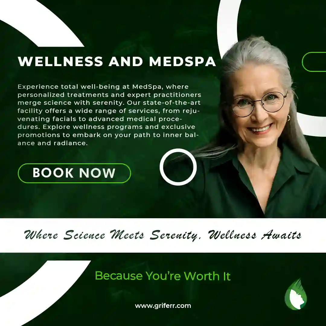 MedSpa and Wellness Post Design: A visually appealing graphic promoting our MedSpa and wellness services, featuring soothing colors and serene imagery.